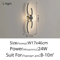 Applique murale LED Full Spectrum : Protection des Yeux, Tricolore & Créative | Marco Lucetti 1832 Noir Droite / 3 couleurs sans télécommande