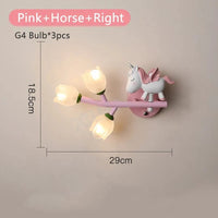 Applique murale LED G4 Lapin Fleur pour Enfants - Modèle Fille | Marco Lucetti Cheval rose à droite / 3 Température de couleur
