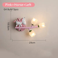 Applique murale LED G4 Lapin Fleur pour Enfants - Modèle Fille | Marco Lucetti Cheval rose à gauche / 3 Température de couleur