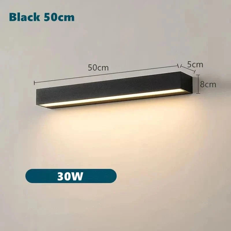 Applique murale LED imperméable d'extérieur pour jardin et garage - Luminex | Marco Lucetti Blanc chaud 3000K / Noir 50cm