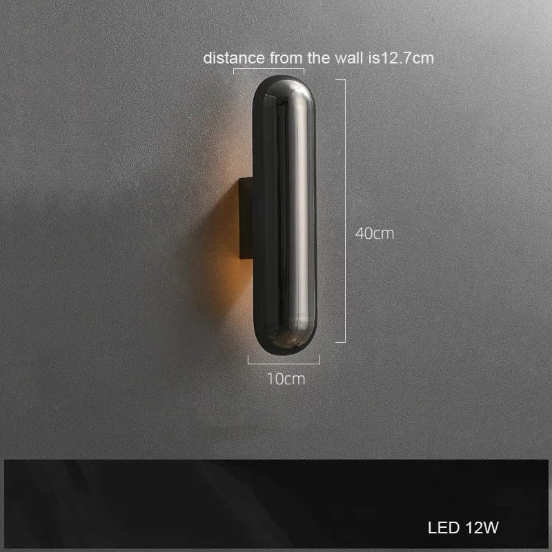 Applique Murale LED Industrielle Vintage avec Intensité Variable et Télécommande | Marco Lucetti Noir perle / Lumière chaude