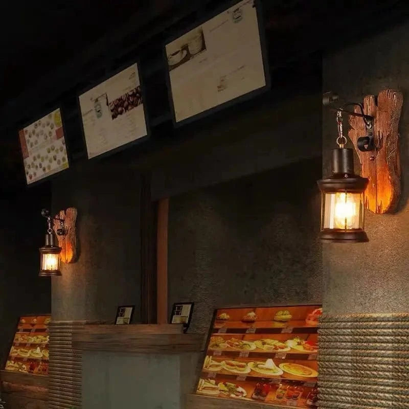 Applique murale LED industrielle vintage en bois | Marco Lucetti