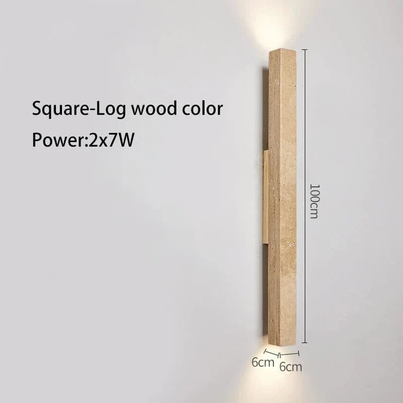 Applique murale LED longue en pierre naturelle | Marco Lucetti Bûche de bois carrée 100