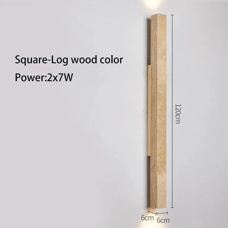 Applique murale LED longue en pierre naturelle | Marco Lucetti Bûche de bois carrée 120