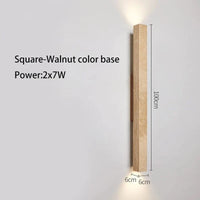 Applique murale LED longue en pierre naturelle | Marco Lucetti Carré noyer 100cm