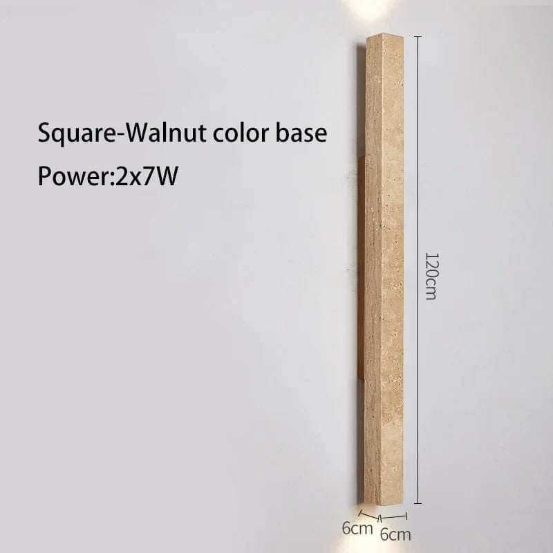 Applique murale LED longue en pierre naturelle | Marco Lucetti Carré noyer 120cm