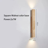 Applique murale LED longue en pierre naturelle | Marco Lucetti Carré noyer 60cm