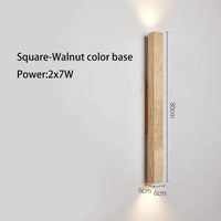 Applique murale LED longue en pierre naturelle | Marco Lucetti Carré noyer 80cm