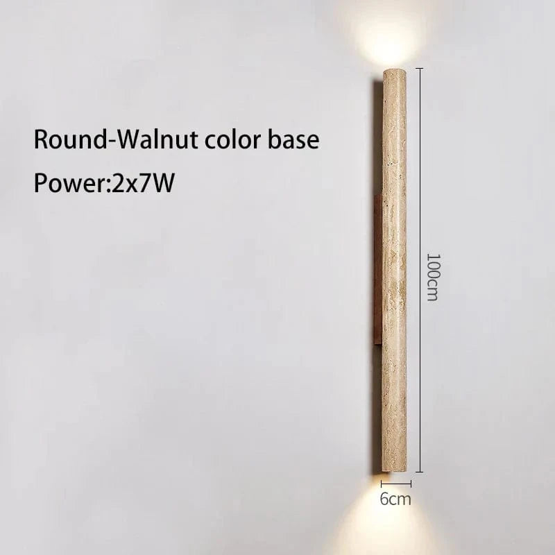 Applique murale LED longue en pierre naturelle | Marco Lucetti Noyer rond 100cm