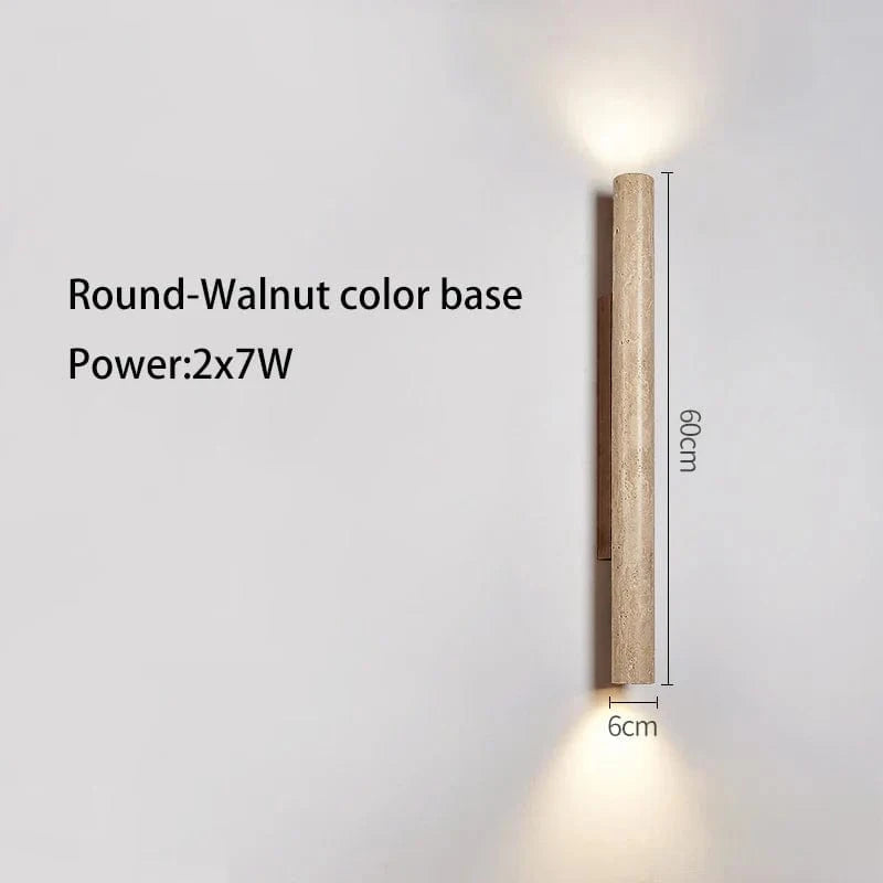 Applique murale LED longue en pierre naturelle | Marco Lucetti Noyer rond 60cm