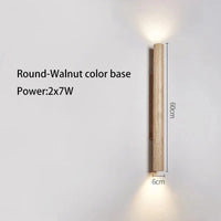 Applique murale LED longue en pierre naturelle | Marco Lucetti Noyer rond 60cm