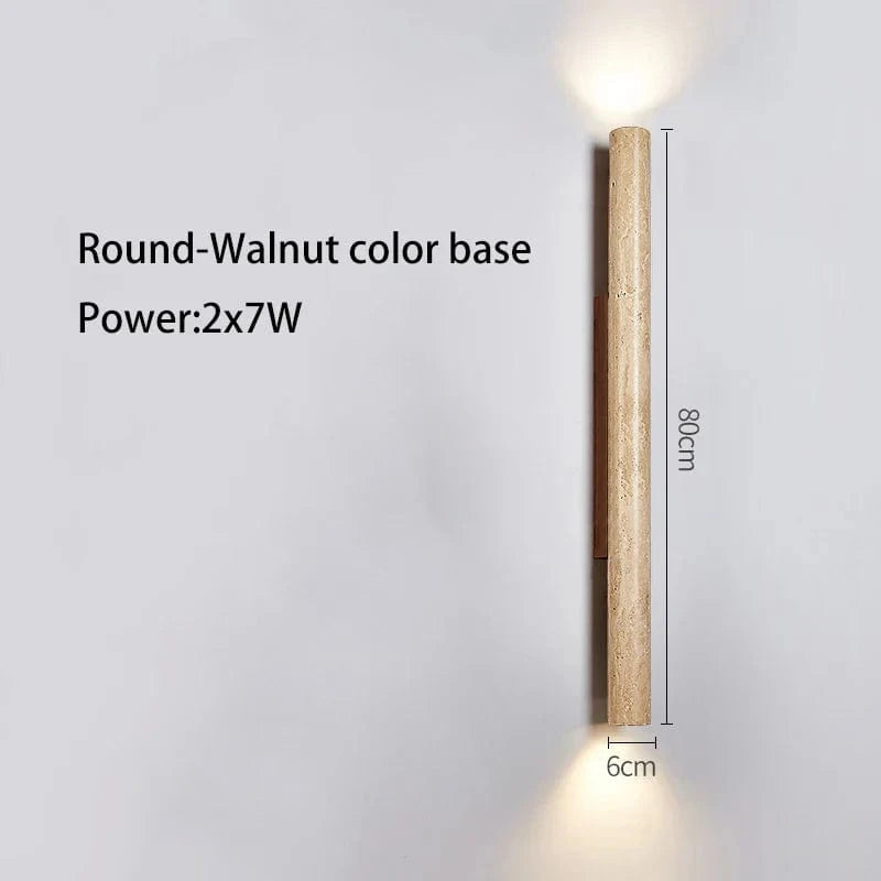 Applique murale LED longue en pierre naturelle | Marco Lucetti Noyer rond 80cm