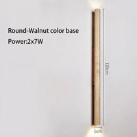 Applique murale LED longue en pierre naturelle | Marco Lucetti Rond noyer 120cm