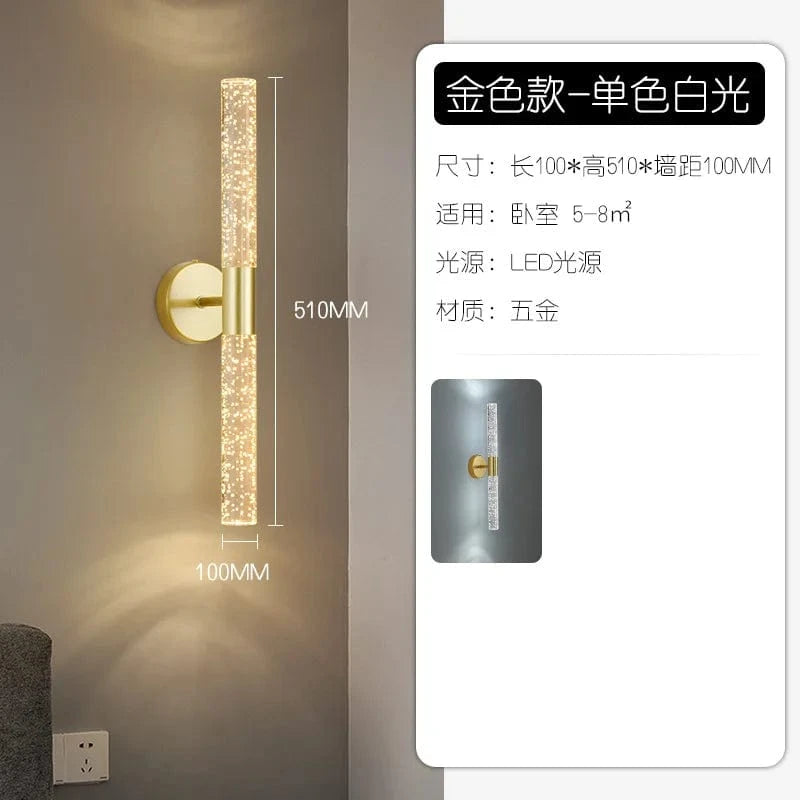 Applique Murale LED Lumière Cristal | Marco Lucetti Lumière blanche et dorée