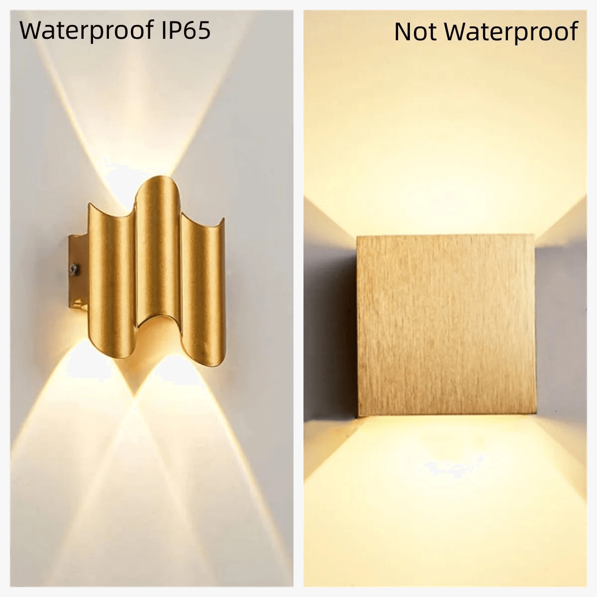 Applique Murale LED Lumière Extérieure Dorée IP65 | Marco Lucetti