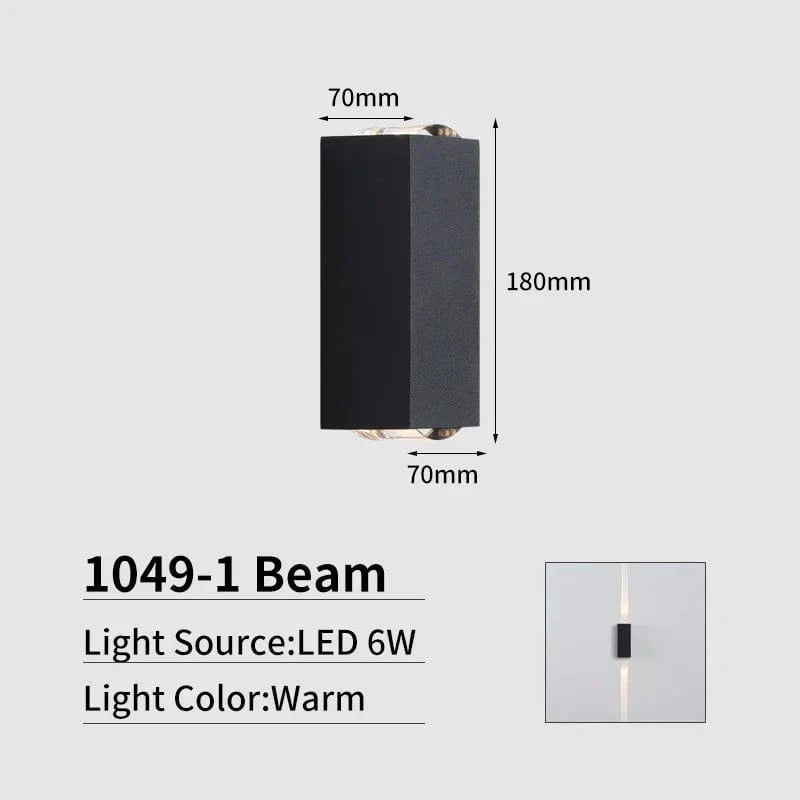 Applique murale LED : Lumières d'éclairage extérieur modernes pour maison et balcon | Marco Lucetti 1 faisceau - Noir