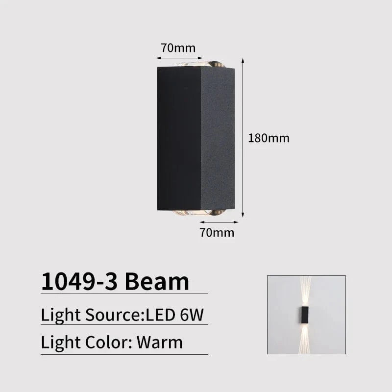 Applique murale LED : Lumières d'éclairage extérieur modernes pour maison et balcon | Marco Lucetti 3 poutres - Noir