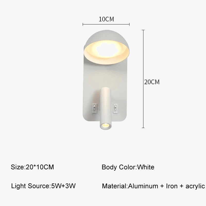 Applique Murale LED Luminaire Smart avec Interrupteur et Interface USB - Éclairage Artistique | Marco Lucetti