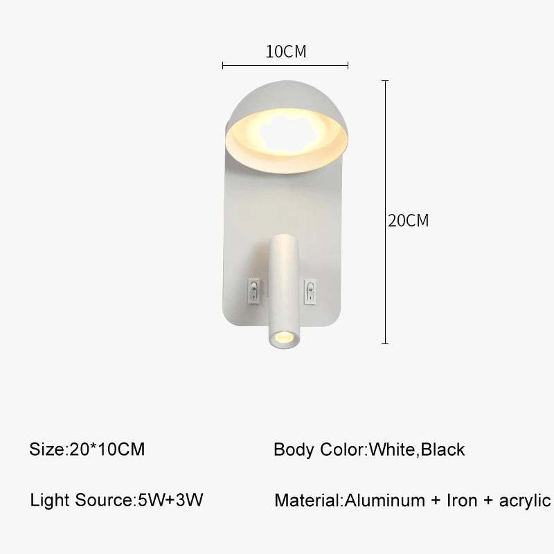 Applique Murale LED Luminaire Smart avec Interrupteur et Interface USB - Éclairage Artistique | Marco Lucetti