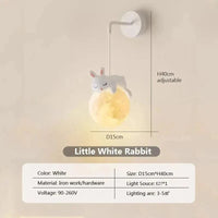 Applique murale LED Luna, design moderne pour un éclairage décoratif intérieur | Marco Lucetti Petit Lapin Blanc / Blanc chaud