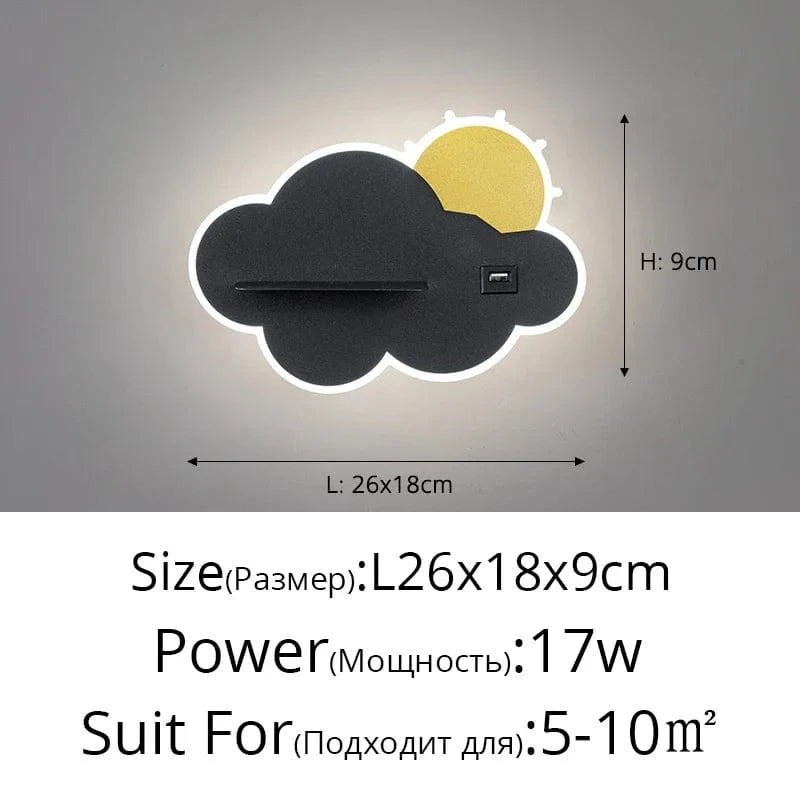 Applique murale LED Lune - Élégance moderne et minimaliste avec chargeur USB | Marco Lucetti A Noir L26x18cm / Blanc chaud (2700-3500K)