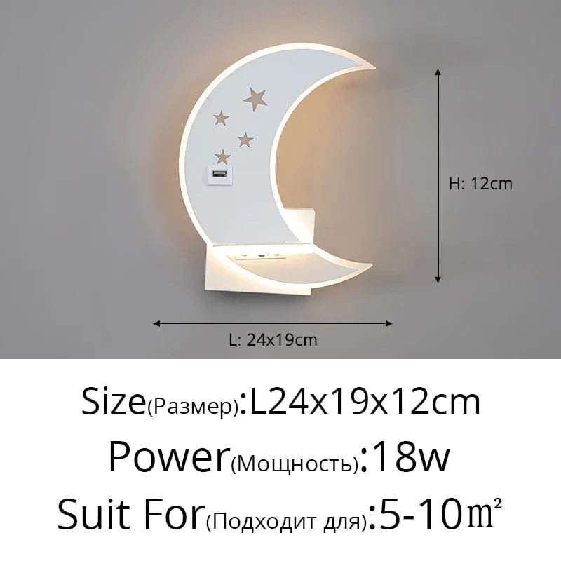 Applique murale LED Lune - Élégance moderne et minimaliste avec chargeur USB | Marco Lucetti Blanc gauche L24x19cm / Blanc chaud (2700-3500K)