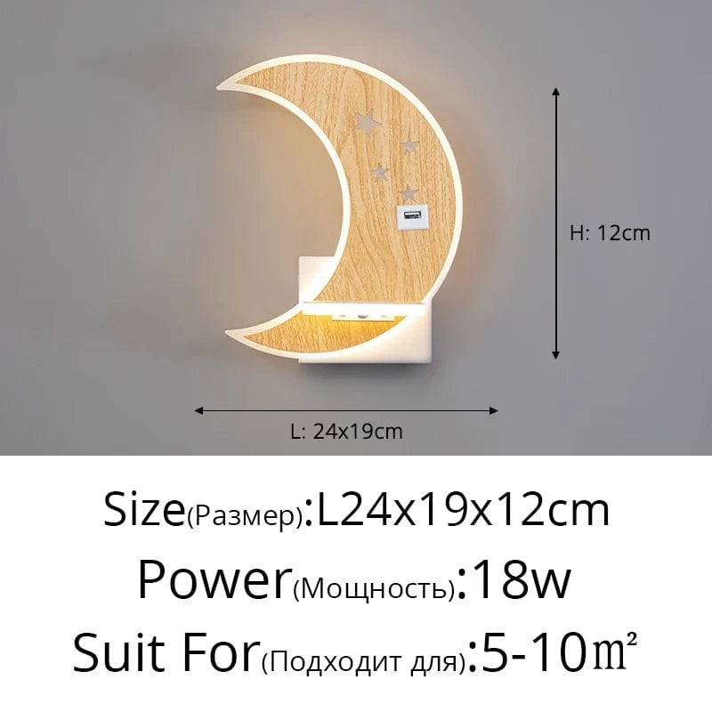 Applique murale LED Lune - Élégance moderne et minimaliste avec chargeur USB | Marco Lucetti Grain à droite L24x19cm / Blanc chaud (2700-3500K)