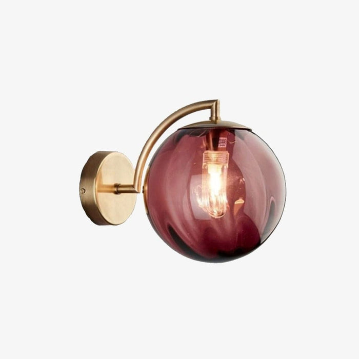 Applique murale LED Luxe: Tige dorée et Boule en Verre Colorée | Marco Lucetti