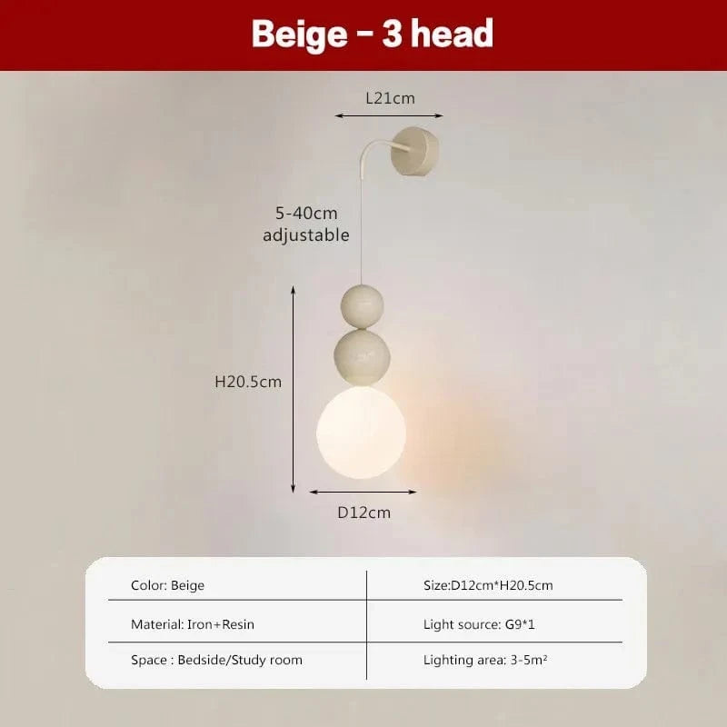 Applique murale LED Macaron en résine - Éclairage design et moderne | Marco Lucetti LWL154 Beige 3H / Blanc froid