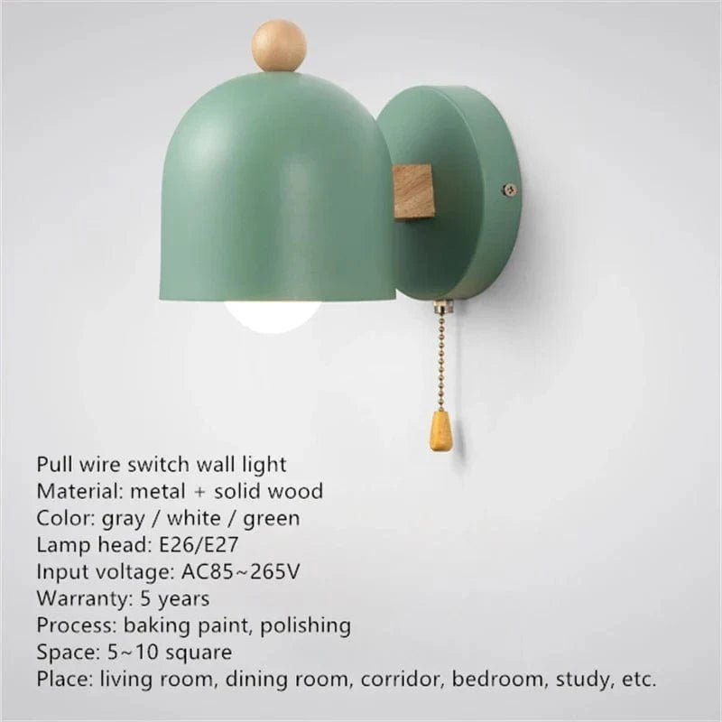Applique Murale LED Macaron Nordique - Décoration Moderne avec Interrupteur | Marco Lucetti Vert / Blanc froid (5 500-7 000 K). / Ampoule LED 5W (Max60W)