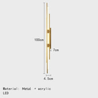 Applique Murale LED Minimaliste de Style Art Déco | Marco Lucetti 100cm-Or / Lumière chaude