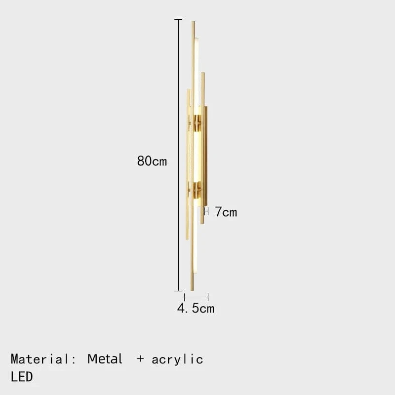 Applique Murale LED Minimaliste de Style Art Déco | Marco Lucetti 80cm-Or / Lumière chaude