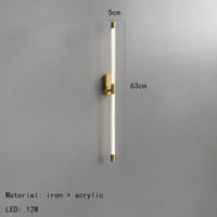 Applique Murale LED Minimaliste en Acrylique avec Gradation - Luxueux Design Épuré | Marco Lucetti 63cm-Or / Atténuation