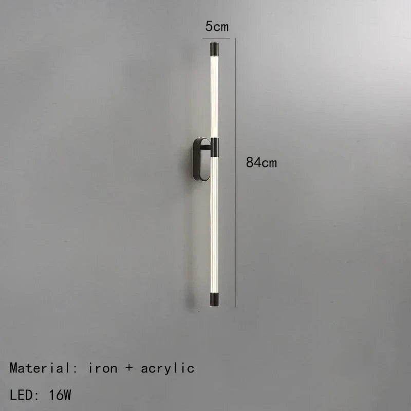 Applique Murale LED Minimaliste en Acrylique avec Gradation - Luxueux Design Épuré | Marco Lucetti 84cm-Noir / Lumière blanche 5000K