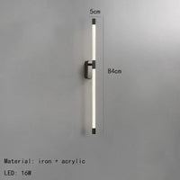 Applique Murale LED Minimaliste en Acrylique avec Gradation - Luxueux Design Épuré | Marco Lucetti 84cm-Noir / Lumière blanche 5000K