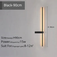 Applique murale LED Minimaliste en Aluminium - Éclairage Intérieur | Marco Lucetti Droit Noir 90cm / Trois couleurs