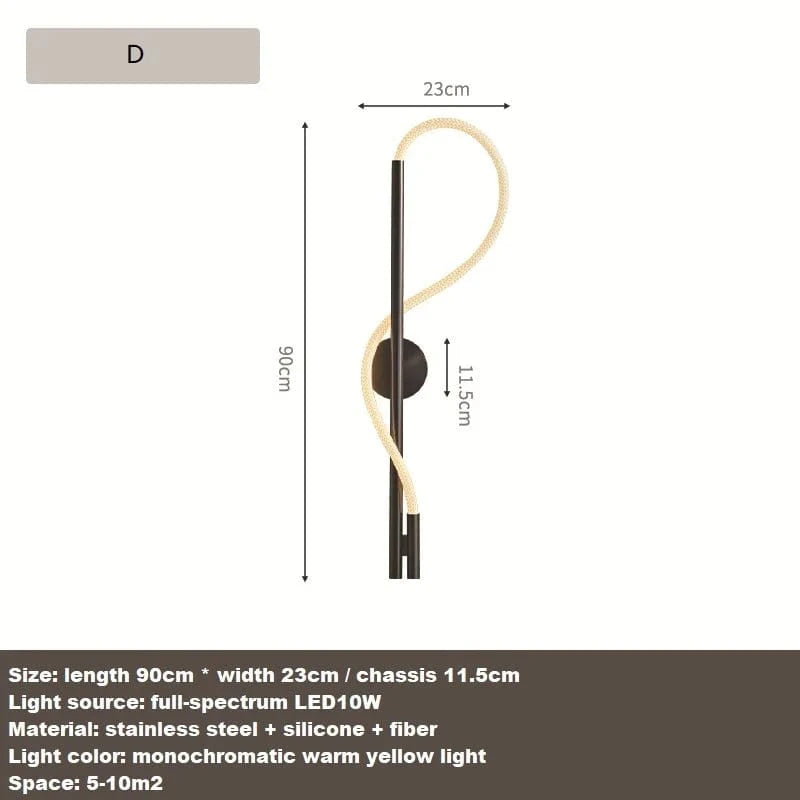 Applique Murale LED Minimaliste en Fibre Tissée Silicone Souple | Marco Lucetti D / Blanc chaud (2700-3500K)