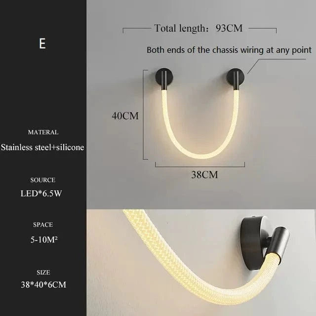 Applique Murale LED Minimaliste en Fibre Tissée Silicone Souple | Marco Lucetti E / Blanc chaud (2700-3500K)