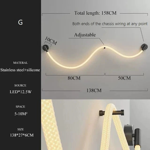 Applique Murale LED Minimaliste en Fibre Tissée Silicone Souple | Marco Lucetti G / Blanc chaud (2700-3500K)