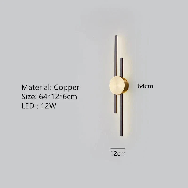 Applique murale LED minimaliste en laiton pour restaurant chic | Marco Lucetti A-Noir 64cm / 3 modifiables