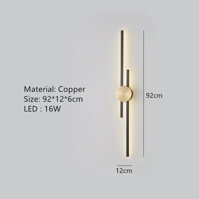 Applique murale LED minimaliste en laiton pour restaurant chic | Marco Lucetti A-Noir 92cm / 3 modifiables