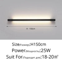 Applique murale LED minimaliste moderne | Marco Lucetti Noir H150cm 25W / 2 couleurs sans télécommande