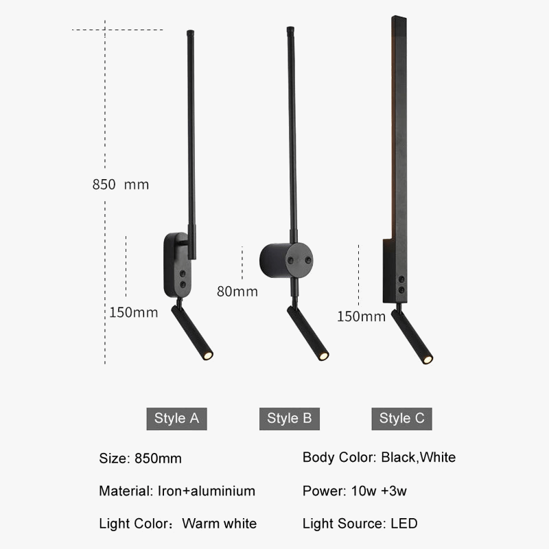 Applique Murale LED Minimaliste Nordique avec Interrupteur pour Lecture | Marco Lucetti