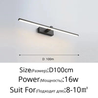 Applique murale LED miroir moderne pour chambre salle de bain - Luminaria luminaire déco Maison Penteadeira - Wandlamp | Marco Lucetti Noir 100cm 16W / Blanc chaud (2700-3500K)