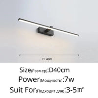 Applique murale LED miroir moderne pour chambre salle de bain - Luminaria luminaire déco Maison Penteadeira - Wandlamp | Marco Lucetti Noir 40cm 7W / Blanc chaud (2700-3500K)