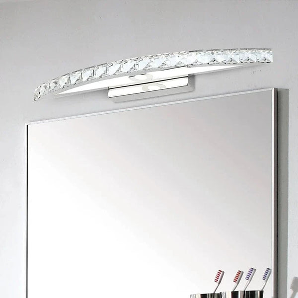 Applique Murale LED Miroir Salle de Bain Acier Inoxydable - Lumières Cristal Maquillage | Marco Lucetti