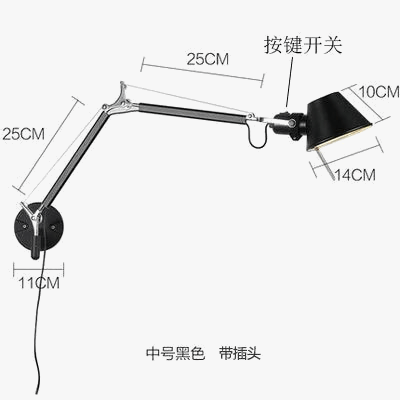 Applique murale LED moderne à bras long pliable et réglable - Parfait pour la lecture | Marco Lucetti