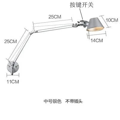 Applique murale LED moderne à bras long pliable et réglable - Parfait pour la lecture | Marco Lucetti Argent moyen