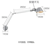 Applique murale LED moderne à bras long pliable et réglable - Parfait pour la lecture | Marco Lucetti Argent moyen