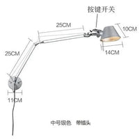 Applique murale LED moderne à bras long pliable et réglable - Parfait pour la lecture | Marco Lucetti Bouchon argenté moyen